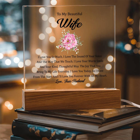 To My Beautiful Wife | Printed Square Acrylic Plaque