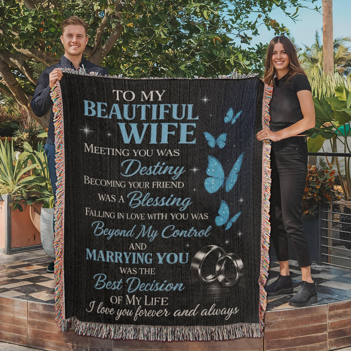 To My Beautiful Wife” Woven Blanket