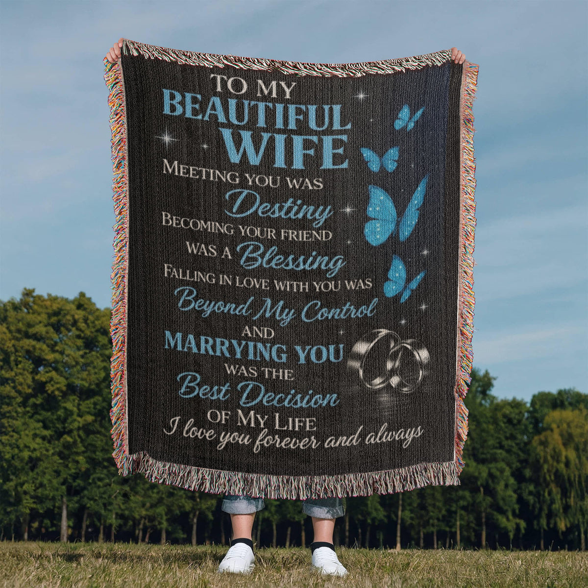 To My Beautiful Wife” Woven Blanket